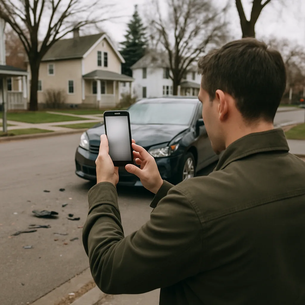 Photographing vehicle damage after a Minnesota hit-and-run accident