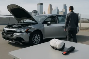Defective airbag injury claim Minnesota vehicle inspection after a Minneapolis crash